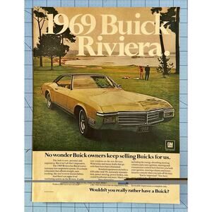 1968 Buick Riviera Automobile Vintage Color Print Ad Ephemera Muscle Car